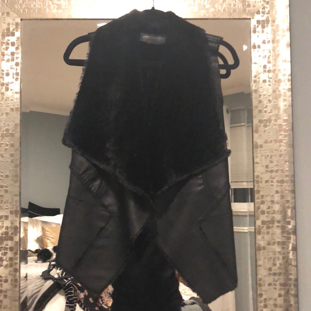 Blank NYC Leather & Fur Vest